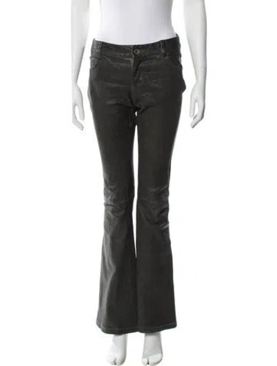 Pre-owned Alice And Olivia Lamb Leather Flared Pants In Gray