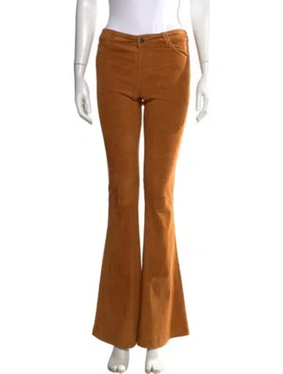 Pre-owned Alice And Olivia Lamb Leather Flared Pants In Neutral