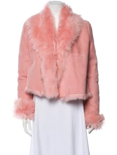 Pre-owned Alice And Olivia Lamb Leather Fur Jacket In Pink