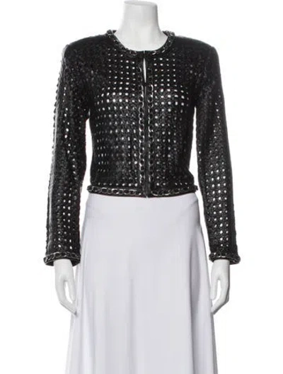 Pre-owned Alice And Olivia Lamb Leather Jacket W/ Tags In Black