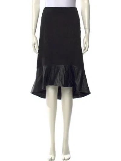 Pre-owned Alice And Olivia Lamb Leather Knee-length Skirt In Black