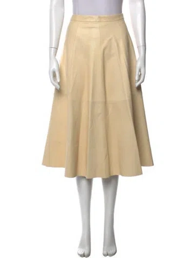 Pre-owned Alice And Olivia Lamb Leather Midi Length Skirt In Neutral
