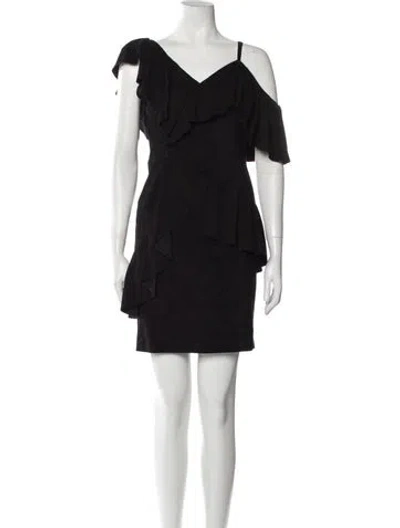 Pre-owned Alice And Olivia Lamb Leather Mini Dress In Black