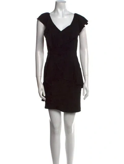 Pre-owned Alice And Olivia Lamb Leather Mini Dress In Black