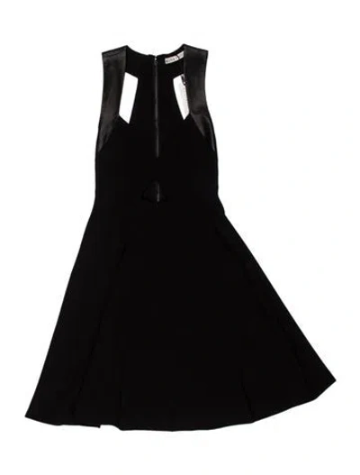 Pre-owned Alice And Olivia Lamb Leather Mini Dress In Black