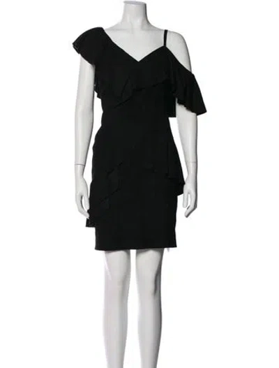 Pre-owned Alice And Olivia Lamb Leather Mini Dress In Black