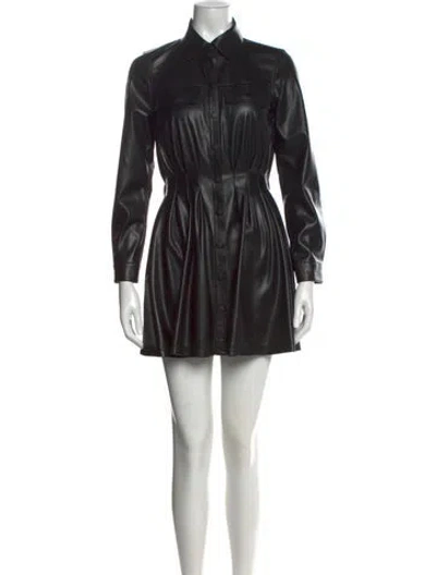 Pre-owned Alice And Olivia Lamb Leather Mini Dress In Black