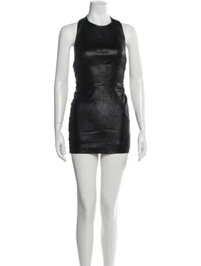 Pre-owned Alice And Olivia Lamb Leather Mini Dress In Multi
