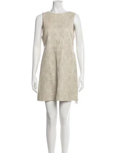 Pre-owned Alice And Olivia Lamb Leather Mini Dress In Neutral