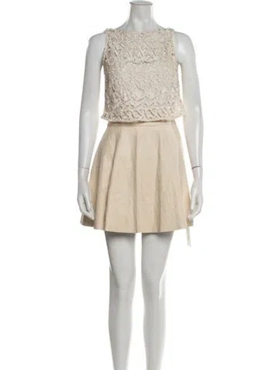 Pre-owned Alice And Olivia Lamb Leather Mini Dress In Neutrals