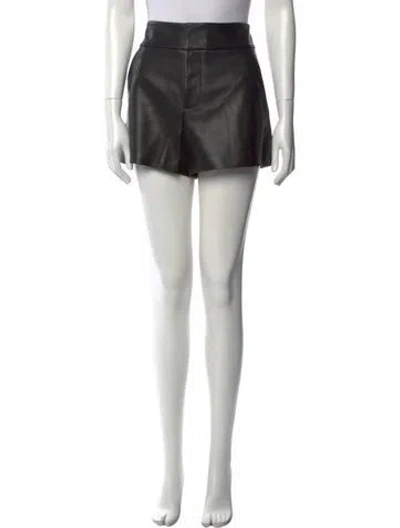 Pre-owned Alice And Olivia Lamb Leather Mini Shorts In Black