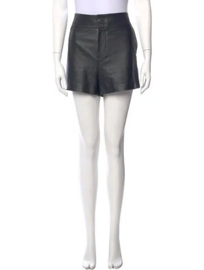 Pre-owned Alice And Olivia Lamb Leather Mini Shorts In Black