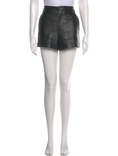 Pre-owned Alice And Olivia Lamb Leather Mini Shorts In Black