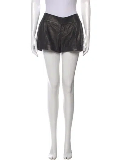 Pre-owned Alice And Olivia Lamb Leather Mini Shorts In Black