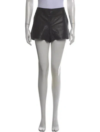 Pre-owned Alice And Olivia Lamb Leather Mini Shorts In Black