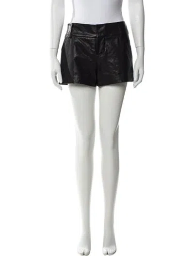 Pre-owned Alice And Olivia Lamb Leather Mini Shorts In Black