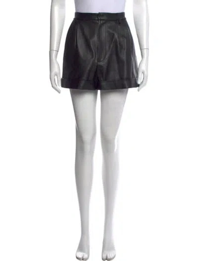 Pre-owned Alice And Olivia Lamb Leather Mini Shorts In Black