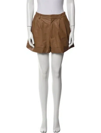 Pre-owned Alice And Olivia Lamb Leather Mini Shorts In Brown