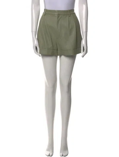 Pre-owned Alice And Olivia Lamb Leather Mini Shorts In Green