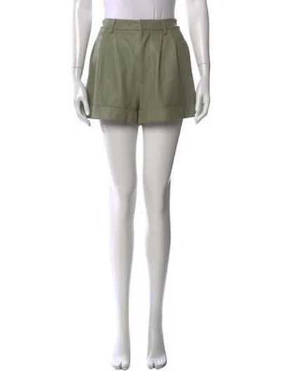 Pre-owned Alice And Olivia Lamb Leather Mini Shorts In Green