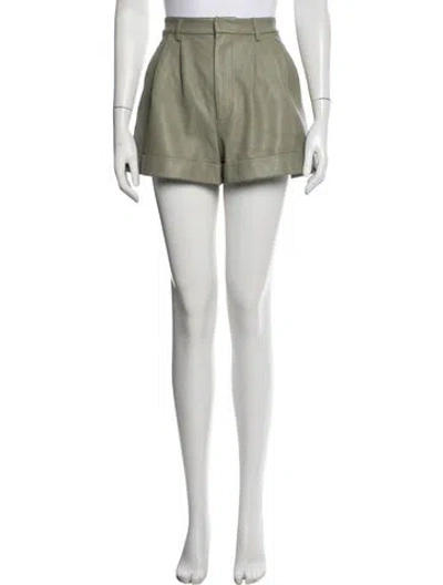Pre-owned Alice And Olivia Lamb Leather Mini Shorts In Green