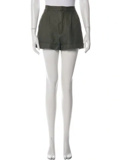 Pre-owned Alice And Olivia Lamb Leather Mini Shorts In Green