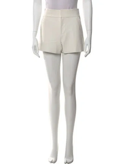Pre-owned Alice And Olivia Lamb Leather Mini Shorts In White