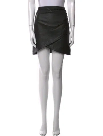 Pre-owned Alice And Olivia Lamb Leather Mini Skirt In Black