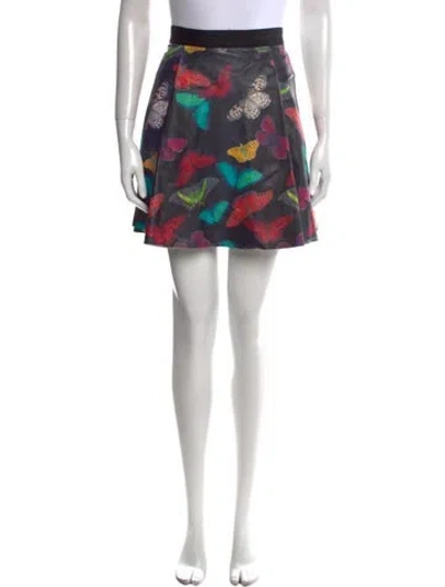 Pre-owned Alice And Olivia Lamb Leather Mini Skirt In Black