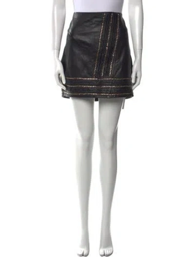 Pre-owned Alice And Olivia Lamb Leather Mini Skirt In Black