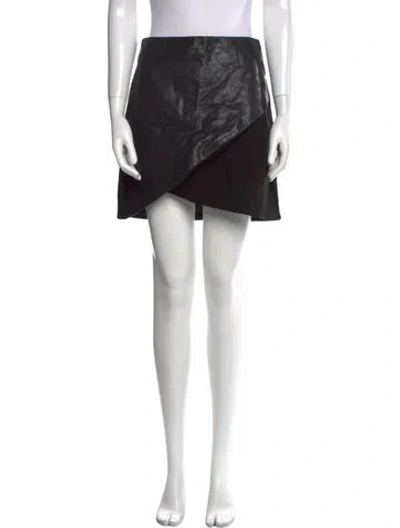 Pre-owned Alice And Olivia Lamb Leather Mini Skirt In Black