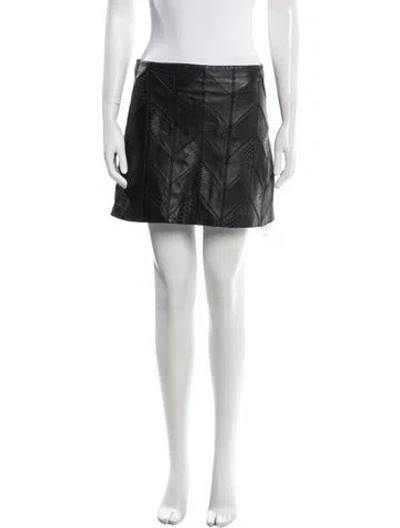 Pre-owned Alice And Olivia Lamb Leather Mini Skirt In Black