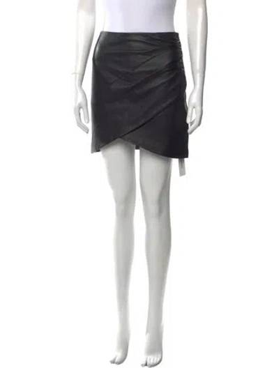 Pre-owned Alice And Olivia Lamb Leather Mini Skirt In Black