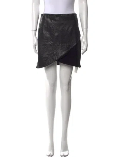 Pre-owned Alice And Olivia Lamb Leather Mini Skirt In Black
