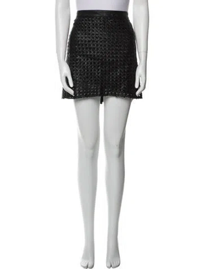 Pre-owned Alice And Olivia Lamb Leather Mini Skirt In Black