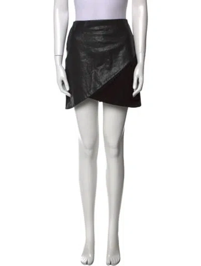 Pre-owned Alice And Olivia Lamb Leather Mini Skirt In Black
