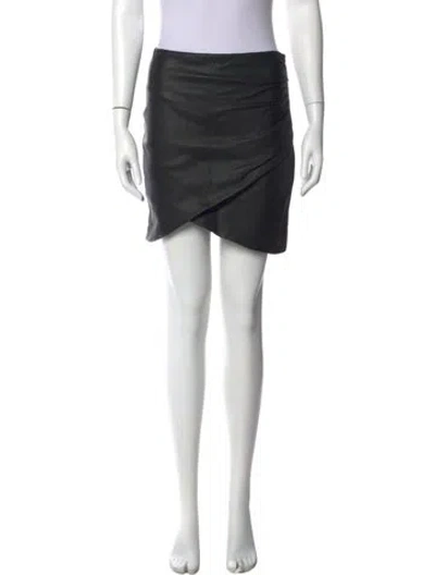 Pre-owned Alice And Olivia Lamb Leather Mini Skirt In Black