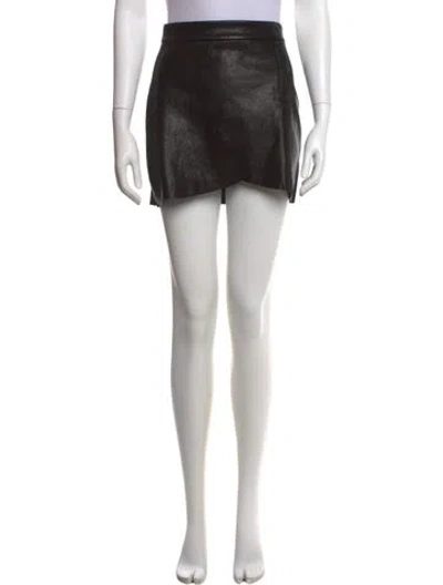 Pre-owned Alice And Olivia Lamb Leather Mini Skirt In Black