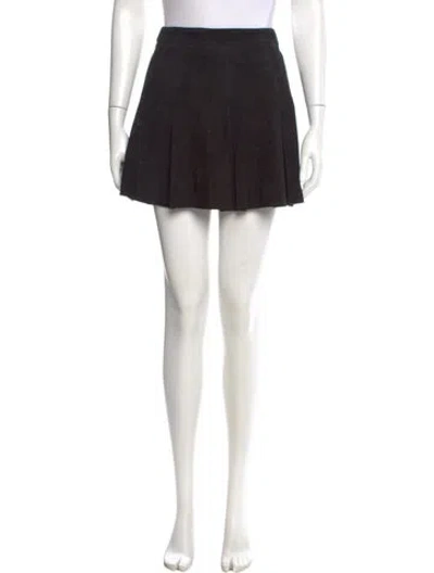 Pre-owned Alice And Olivia Lamb Leather Mini Skirt In Black
