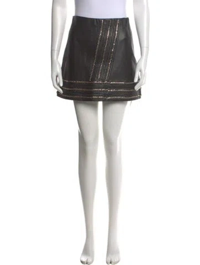 Pre-owned Alice And Olivia Lamb Leather Mini Skirt In Black
