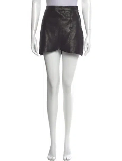 Pre-owned Alice And Olivia Lamb Leather Mini Skirt In Black