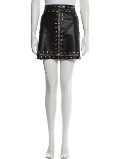 Pre-owned Alice And Olivia Lamb Leather Mini Skirt In Black