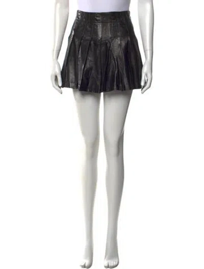 Pre-owned Alice And Olivia Lamb Leather Mini Skirt In Black