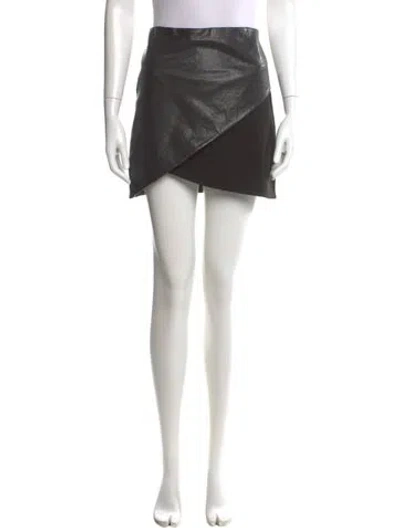 Pre-owned Alice And Olivia Lamb Leather Mini Skirt In Black