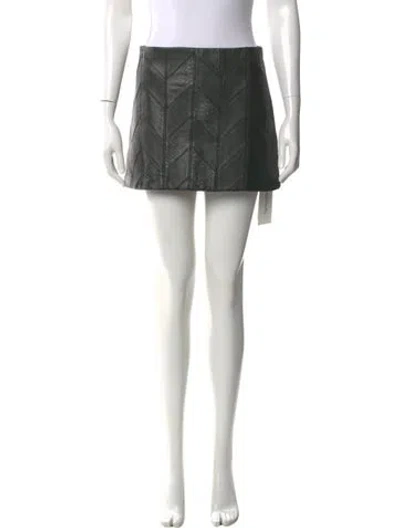 Pre-owned Alice And Olivia Lamb Leather Mini Skirt In Black