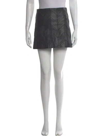 Pre-owned Alice And Olivia Lamb Leather Mini Skirt In Black