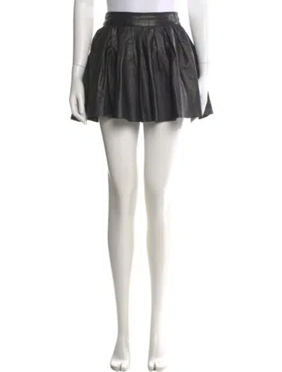 Pre-owned Alice And Olivia Lamb Leather Mini Skirt In Black