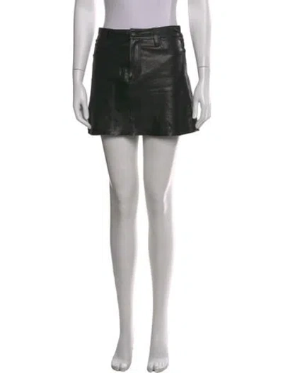 Pre-owned Alice And Olivia Lamb Leather Mini Skirt In Black