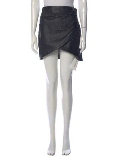 Pre-owned Alice And Olivia Lamb Leather Mini Skirt In Black