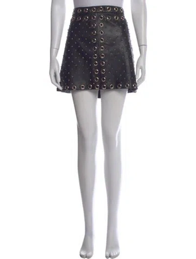 Pre-owned Alice And Olivia Lamb Leather Mini Skirt In Black